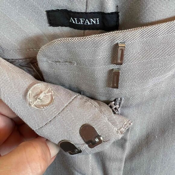 Alfani Gray Herringbone Dress Pants Size 12 Classic Fit Work Trousers - Picture 8 of 12